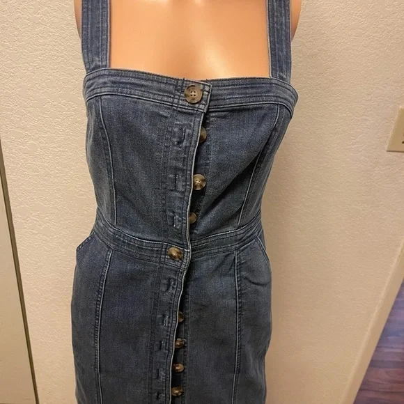 𝅺express jean button up sleeveless dress size XS - Picture 3 of 8